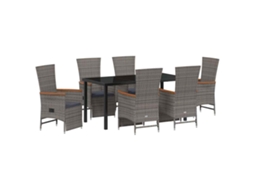 Maison Exclusive - Conjunto De Jantar Para Jardim 7 Pcs Cinzeto Vime Pe