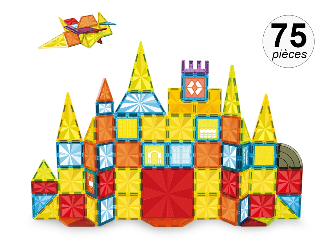 Conjunto de Construção Magnética de 75 Peças Modelo Imagine L Multicor TECHKIDZ