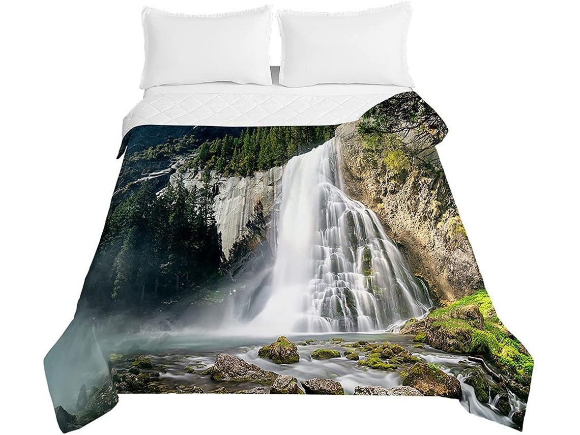 Colcha Acolchoada Fansu Capa de Cama Manta para Ar Condicionado Edredom Conjunto Sofá com Estampa 3d Cachoeira
