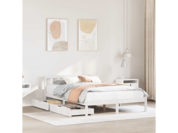 Cama Sem Colchão 135x190 Cm Madeira De Pinho Maciça Branco