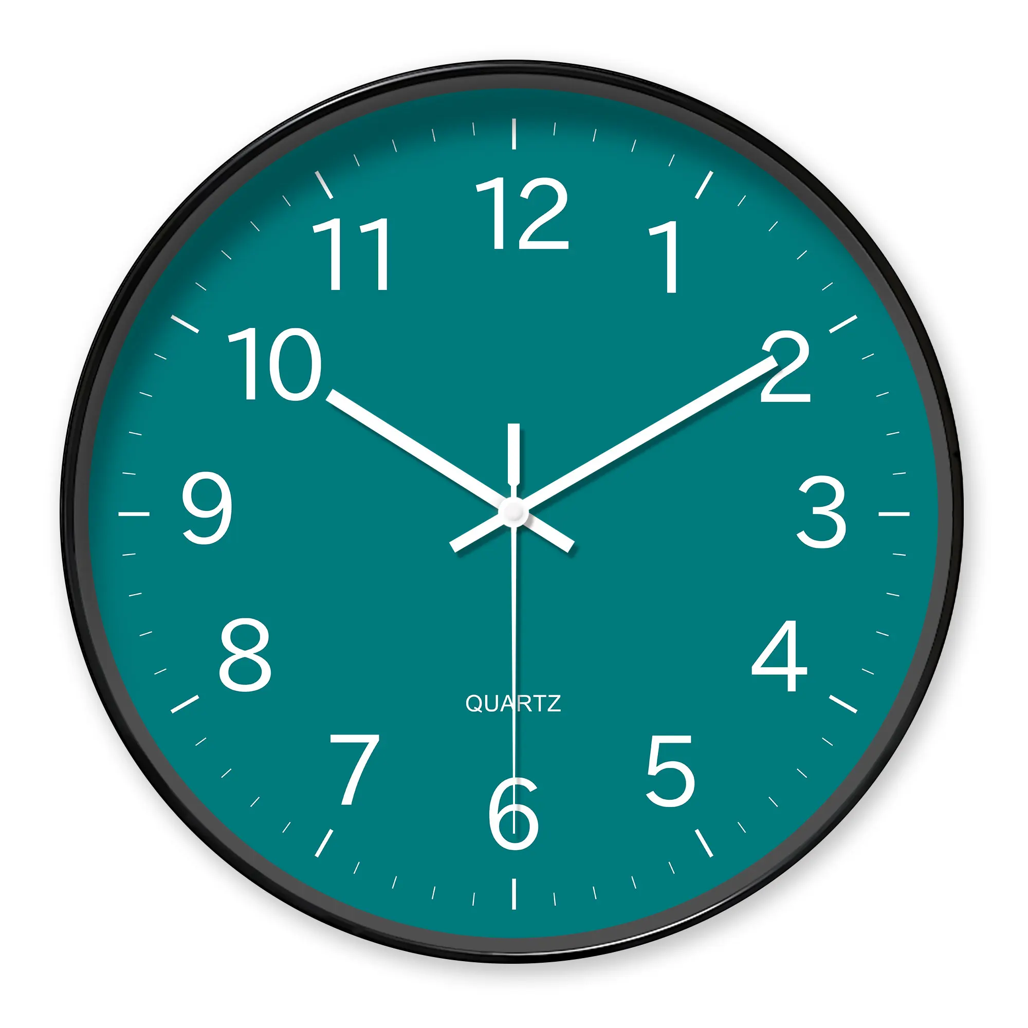 Relógio De Parede Redondo Minimalista Azul-esverdeado De Quartzo (14 Polegadas), Design Clássico E Simples (pilhas Não Incluídas)