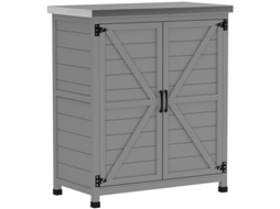 Casinha De Ferramentas Exterior Resistente Às Intempéries, Com Bancada, Portas Duplas, Prateleiras, 79 X 43 X 92 Cm, Cinzenta. BAGOLY