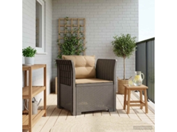 Vidaxl Poltrona 1 Lugar Com Almofadas Look Rattan Pp Cinzento-claro