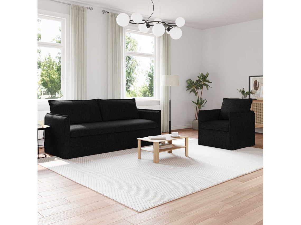 Vidaxl Conjunto De Sofás 2 Unid. Preto Tecido