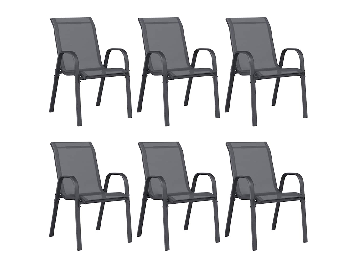 Maison Exclusive - Cadeiras De Jardim Empilháveis 6 Pcs Textilene Cinzento