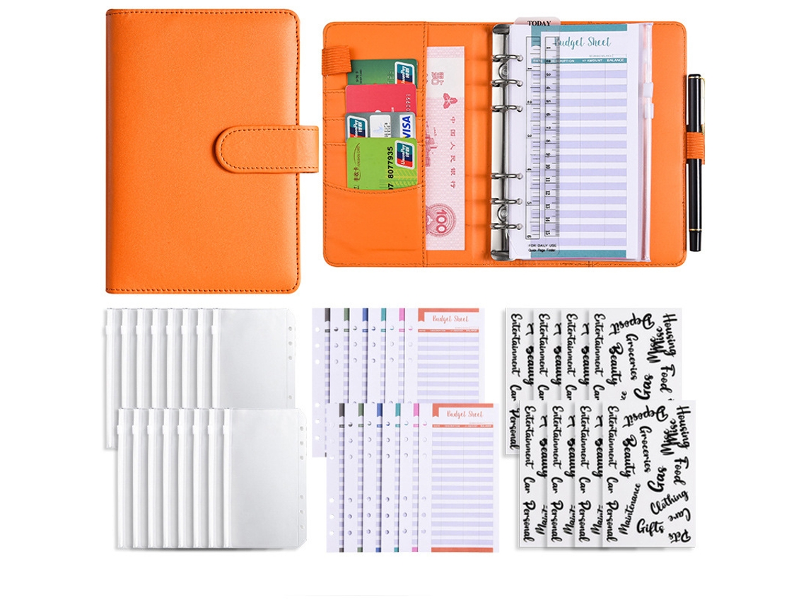 A6 Loose Leaf Binder Creative Journal, Macaron Pu Leather Cash Budget Notebook With Zipper Pouch Standard Gift Set