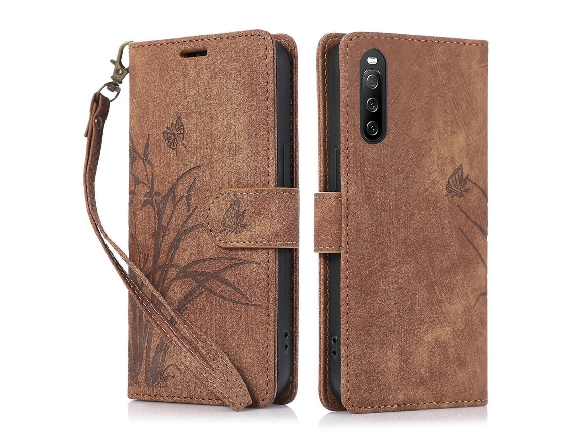 Capa De Couro Com Estampa De Borboleta E Orquídea