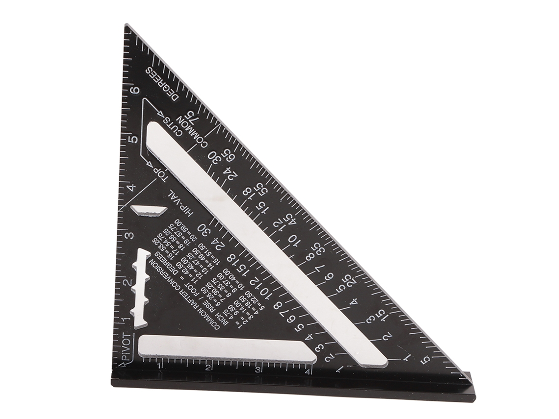 Yuru régua Triangular Preta Alumínio Carpintaria Ângulo Reto 90° 07 Polegadas Protractor
