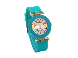 Relógio de Pulso Feminino Fashion com Pulseira de Gel de Sílica e Números Árabes (menta)