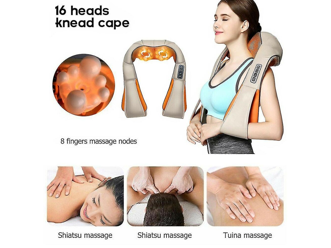 Massageador Elétrico Shiatsu Massagem Pescoço Costas Função De Aquecimento Por Vibração Aquaforge