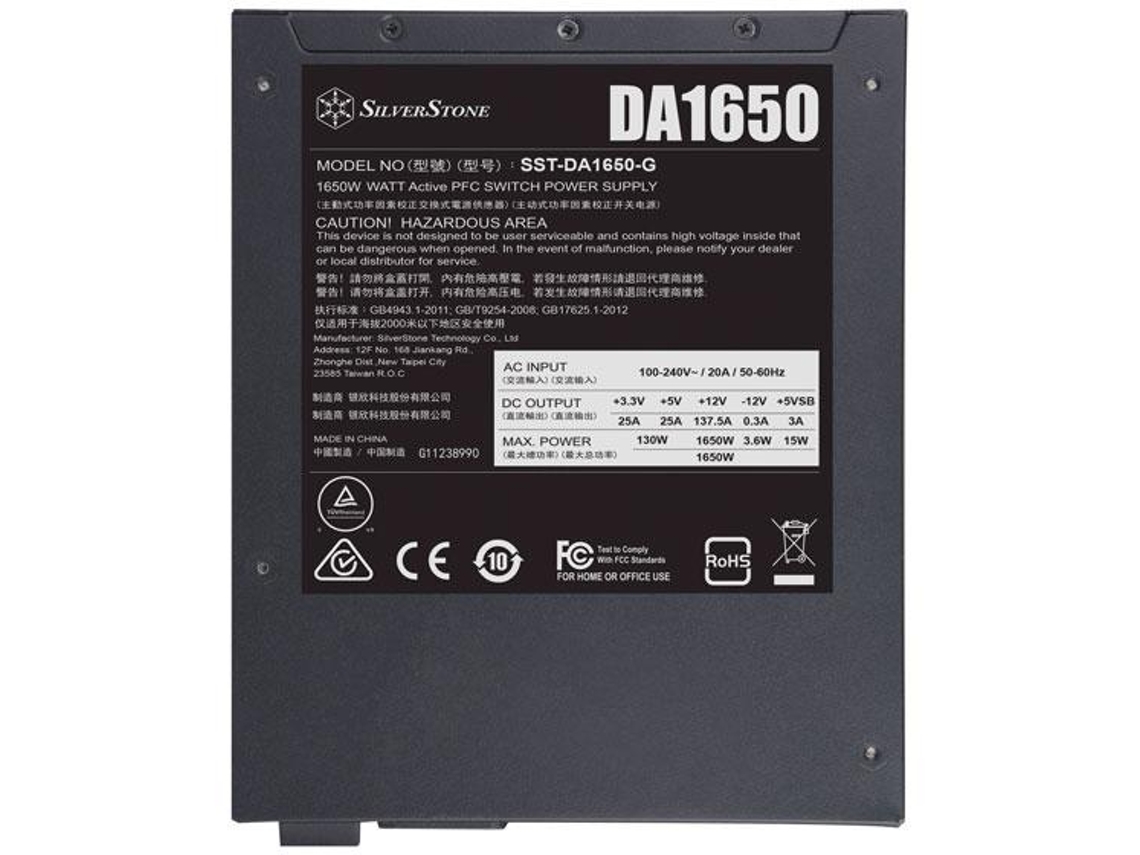 Silverstone Da1650 Fonte de Alimentação 1650 W 20-Pin Atx 2U Preto