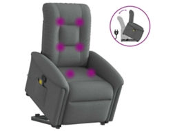 Vidaxl Poltrona Elevatória De Massagens Tecido Cinzento-escuro