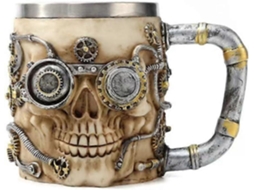 Caneca de Cerveja Caveira 2025, Viking, Esqueleto em Resina, Café / Chá AQUAFORGE