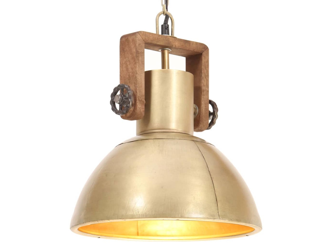 vidaXL Candeeiro suspenso industrial redondo 25 W 30 cm E27 bronze