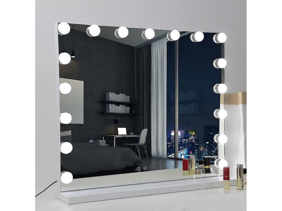 Luz De Espejo Vanity 3 Colores 14 Bombillas Led Regulables Con Carga Usb Sin Espejo