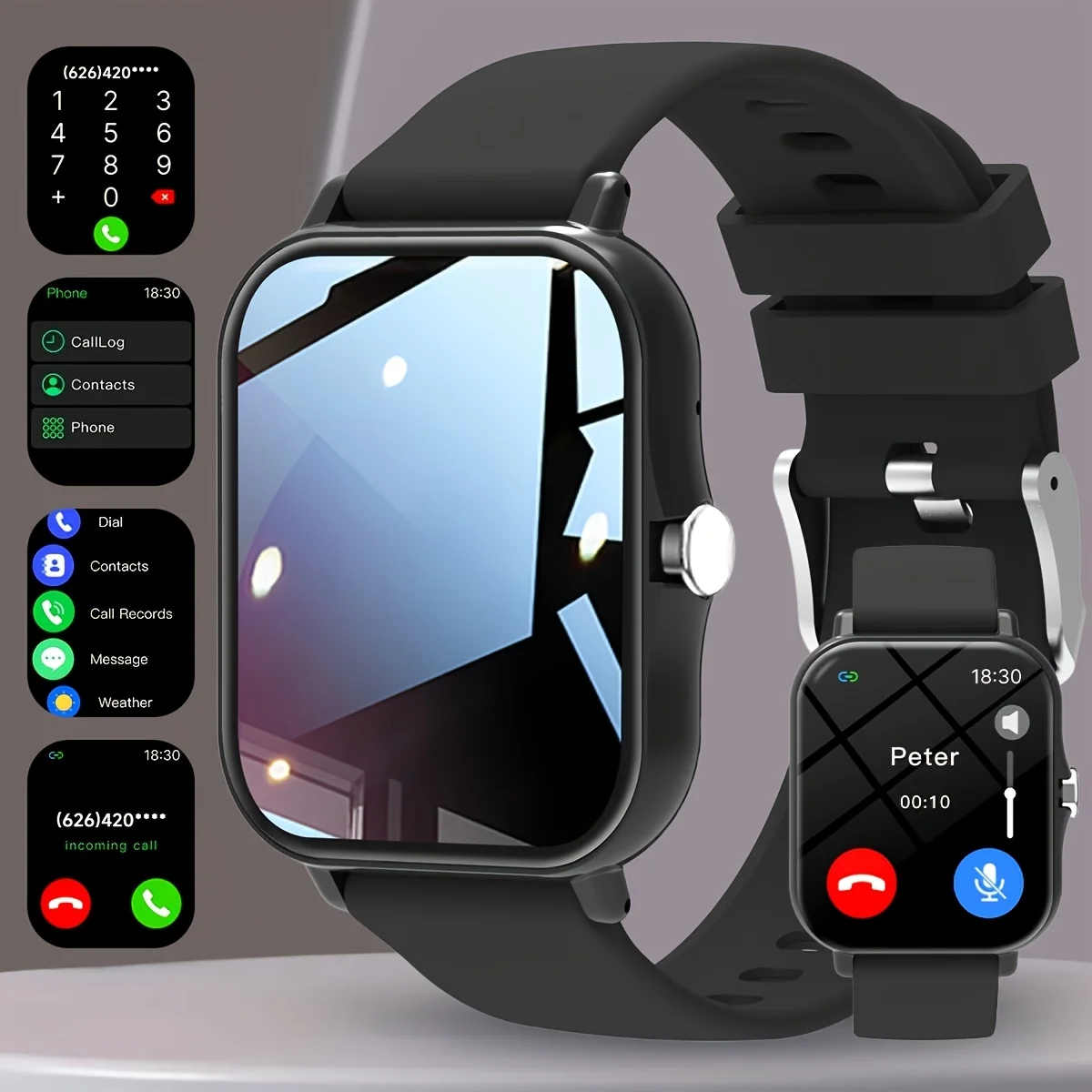 (preto) Nova Versão Atualizada Do Smartwatch Com Tela Sensível Ao Toque De 1,83 Polegadas.