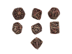 Aetheria-conjunto De 7 Dados De Bronze Com Manchas De Sangue E Esqueleto Para Halloween