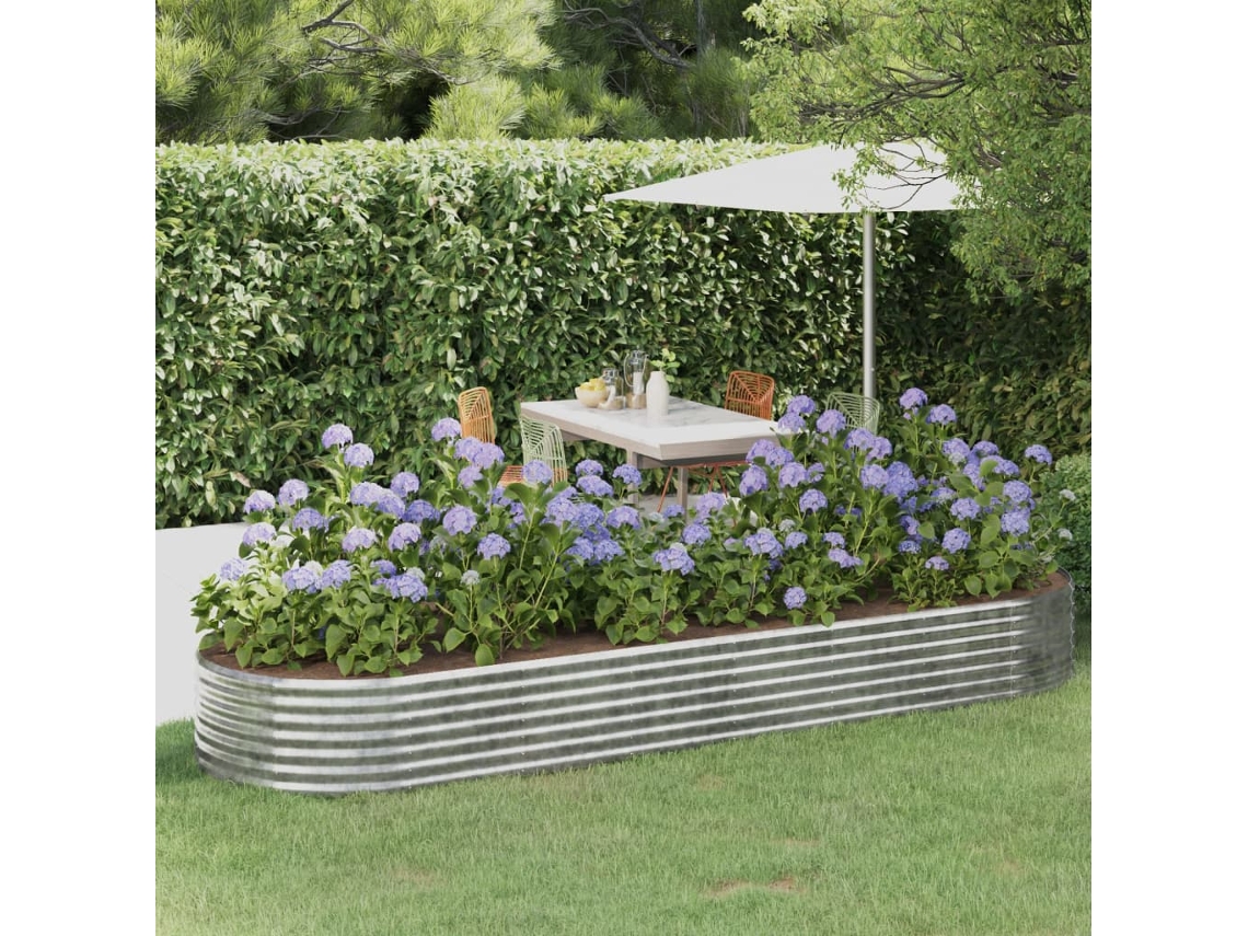 Vidaxl Canteiro Elevado Jardim 322x100x36 Aço Galvanizado Prateado