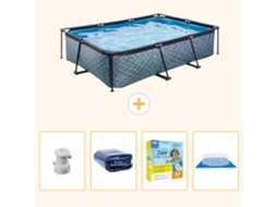 Piscina Exit Retangular Efeito Pedra 300x200x65 Cm com 4 peças EXIT TOYS