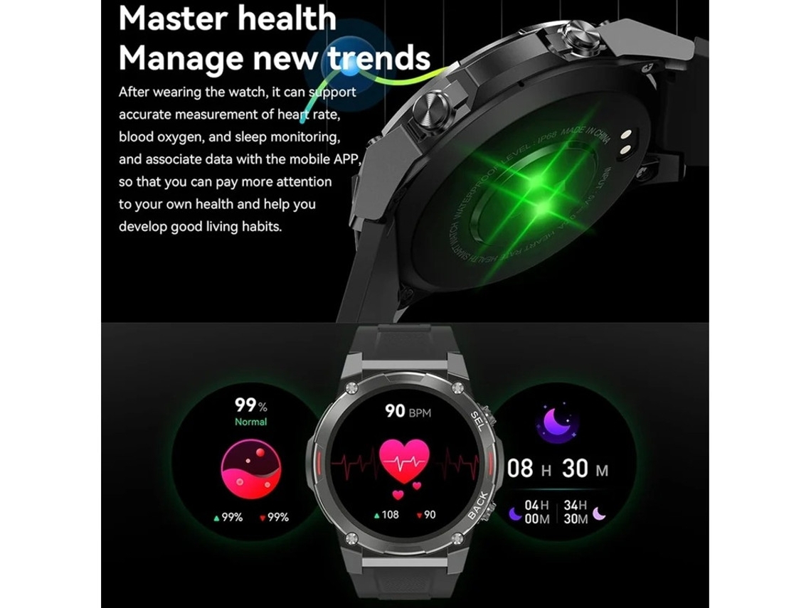 Smartwatch Relógios Inteligentes Militares Amoled De 1.43 Para Homens Atender/fazer Chamada Rastreador De Fitness Ip68 De 400mah Yizhood