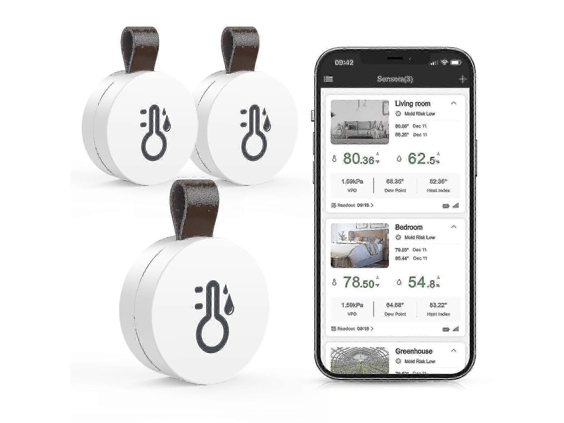 Termômetro E Higrômetro Bluetooth Sem Fio, Mini, Com Sensor Inteligente E App, Registro De Dados E Exportação Para Quarto, Berçário E Adega