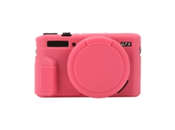 Capa Protetora de Silicone Macio para Canon Powershot G7x Mark Ii / G7x Ii / G7x2 com Tampa de Lente Vermelho Pêssego XIAOMOYU