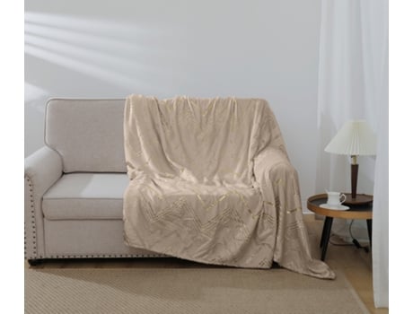 Cobertor com Geométrico Estampado Castanho Claro 220*240Cm-BOD HOME
