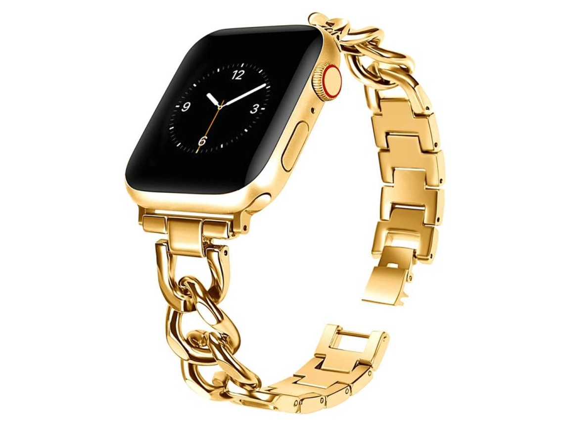 Bracelete para Apple Watch 46/49/45/44mm Metal com Círculo Duplo Dourada XIAOMOYU