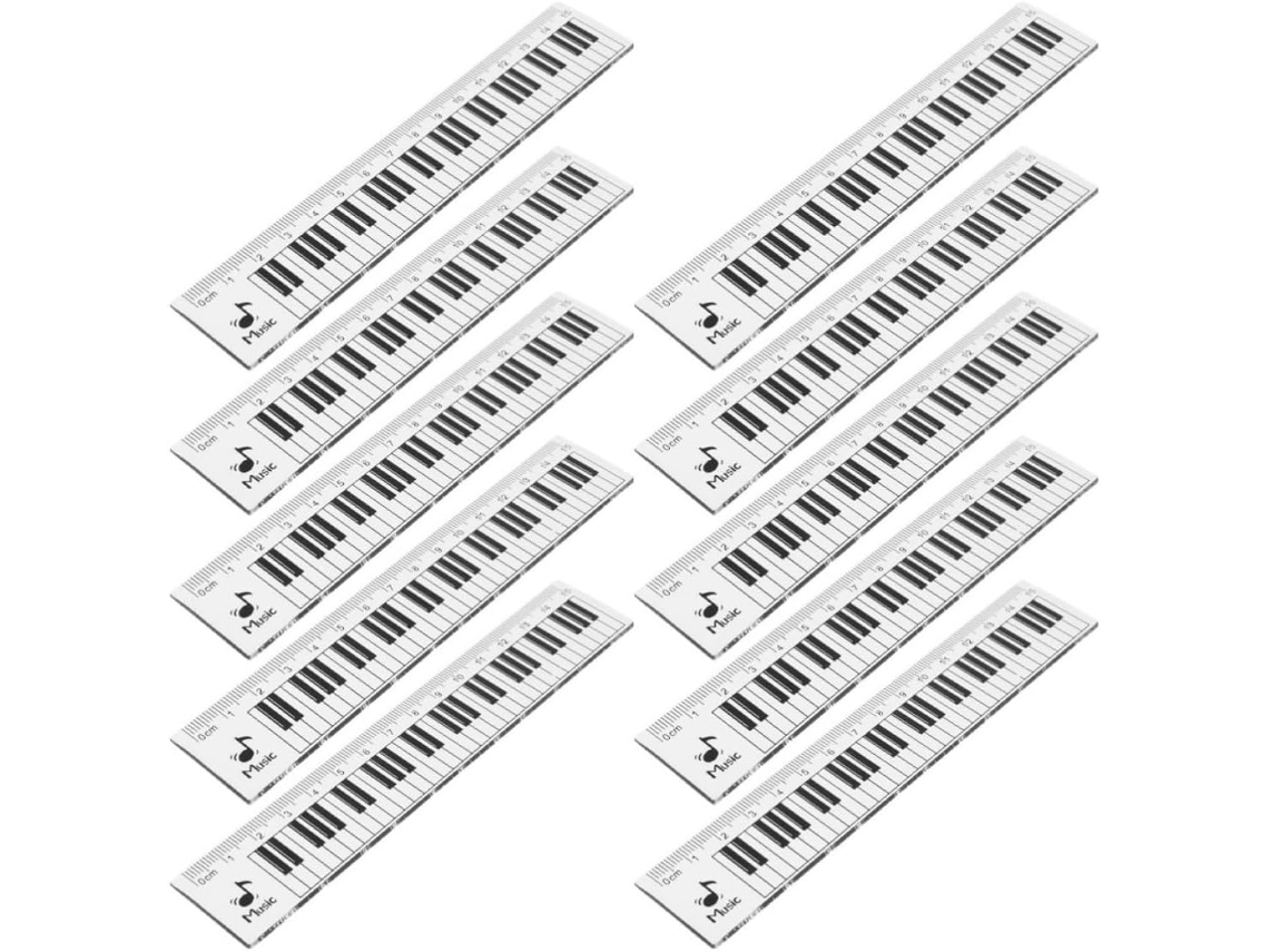 Conjunto Shineofi com 10 réguas de plástico transparente com design musical criativo para estudantes e casais.