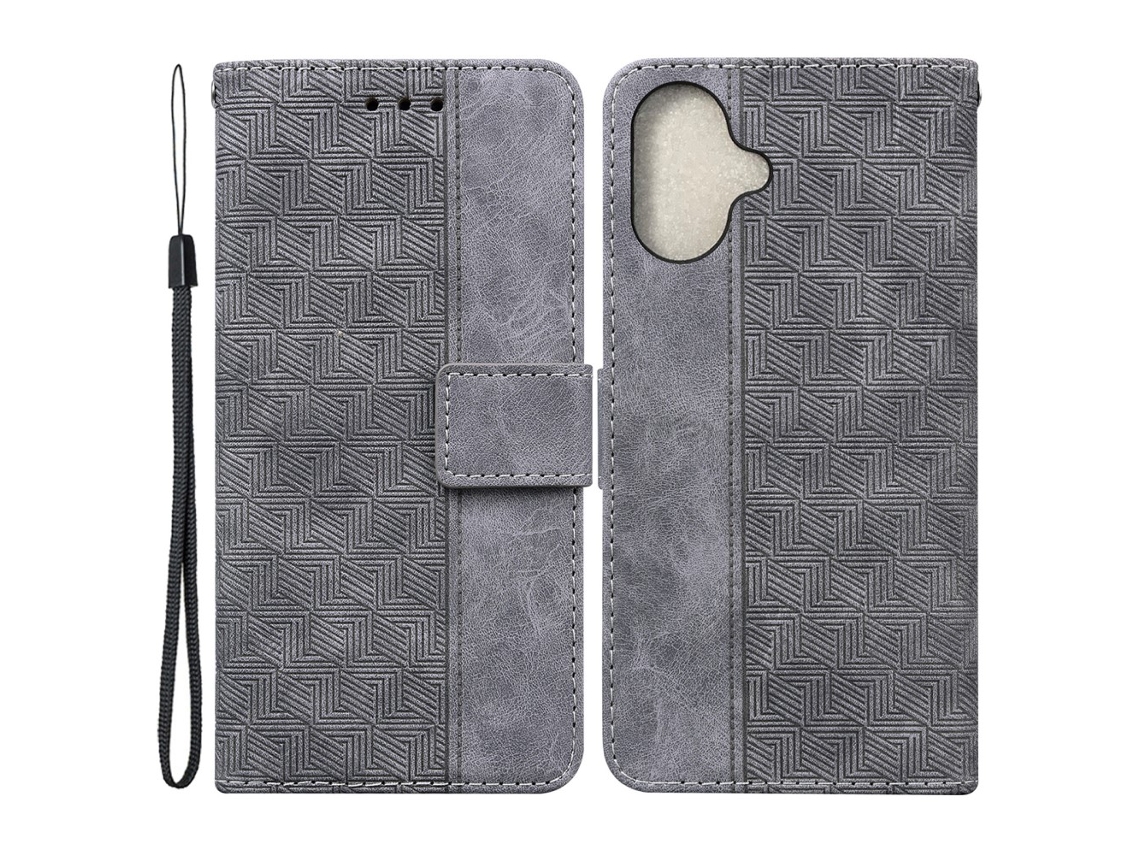 Capa Em Couro Pu Para Apple Iphone 16 Plus, Cinzento