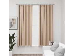 Vidaxl Cortinas Opacas Aspeto Linho C/ Ganchos 2 Pcs 140x175 Cm Bege