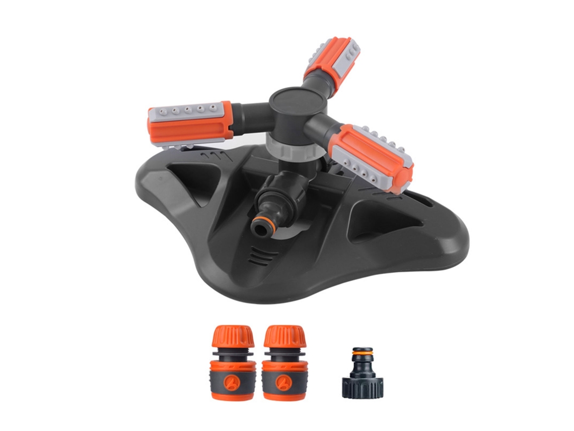 Elysve Aspersor Automático Com Rotação De 360 Graus, 3 Braços, Kit Com Conexão De Água E Bocal