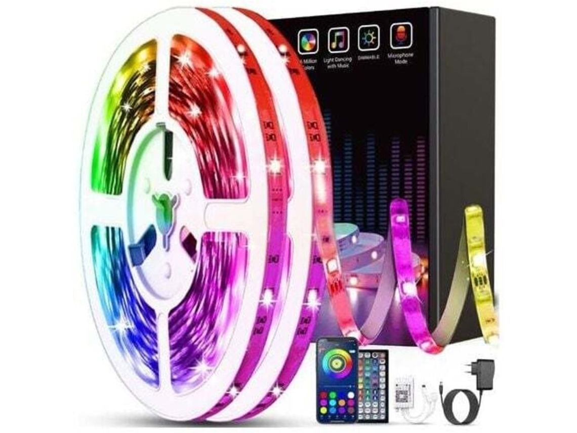 Fita Led 30 M Bluetooth Controlo Por App Autoadesiva Recortável Para Tv E Quarto - Lurelia