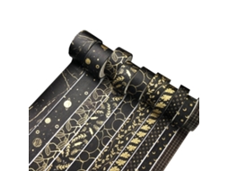Fita Adesiva, Uma Caixa Com 9 Volumes De Fita Adesiva Com Desenhos De Céu Preto, Dourado Quente E Prateado Quente, Céu Estrelado E Desenho À Mão