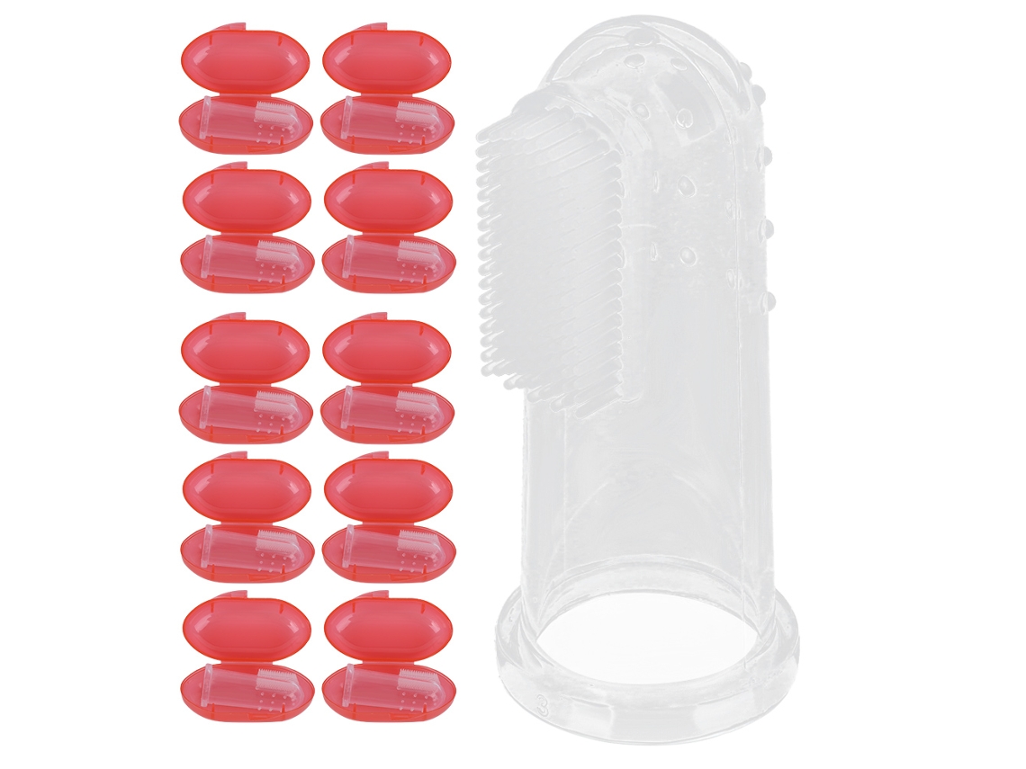 Mali 10pcs Escova de Dentes de Dedo Bebê Silicone Macio Infantil Seguro para Recém nascido Casca Vermelha