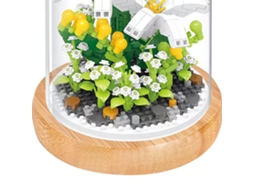 Bloques De Construção Diy Miniatura De Planta: Ramo De Lírios Com Capa Protetora, Decoração Brinquedo