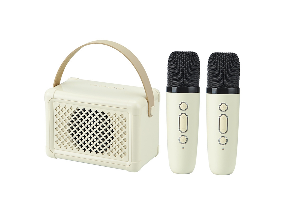 Caixa de Som Bluetooth Mali Karaokê portátil com microfones sem fio, bateria longa duração e FM