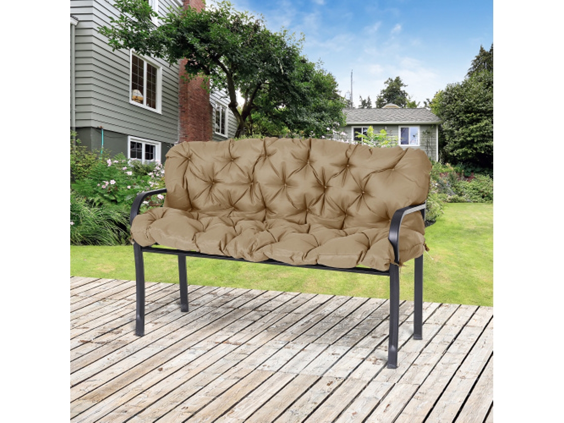 Almofada De Banco 3 Lugares 150x98x8 Cm Com Fitas, Cushion Para Interior/Exterior, Assento Para Móveis De Jardim, Balanço Hollywood, Cor Cáqui Btforus