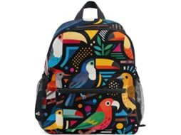 Mochila Pré-escolar Fofa Para Crianças Pequenas Com Nome Meninos Meninas, Pássaro Abstrato Preto, Pequena,