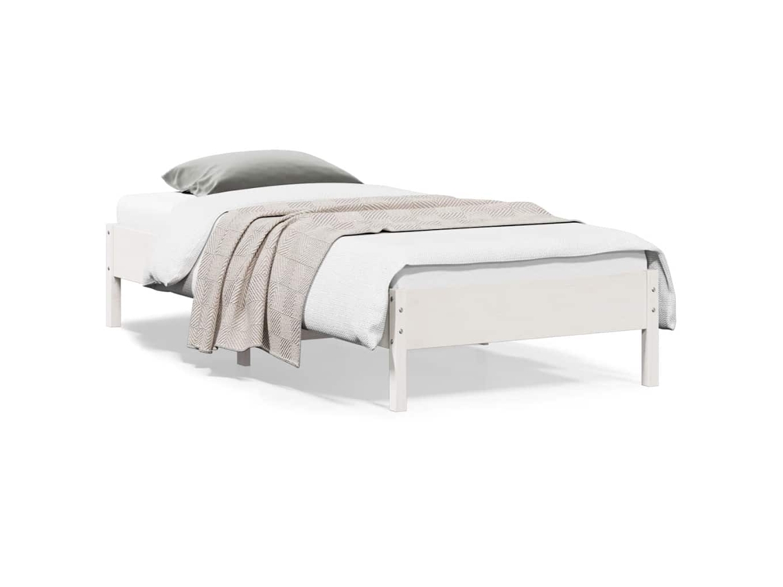 Vidaxl Cama Sem Colchão 100x200 Cm Madeira De Pinho Maciça Branco