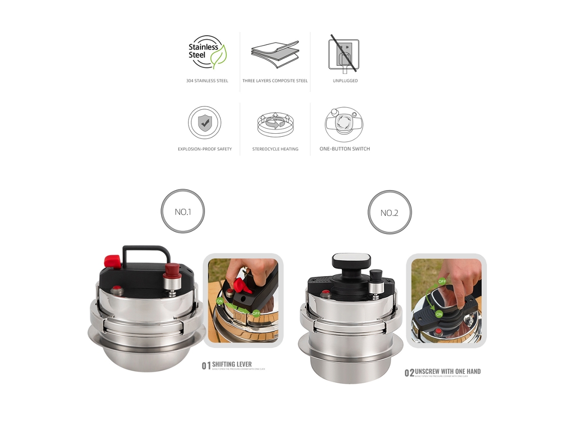 Panela de Pressão Portátil Outdoor 1.6l Camping