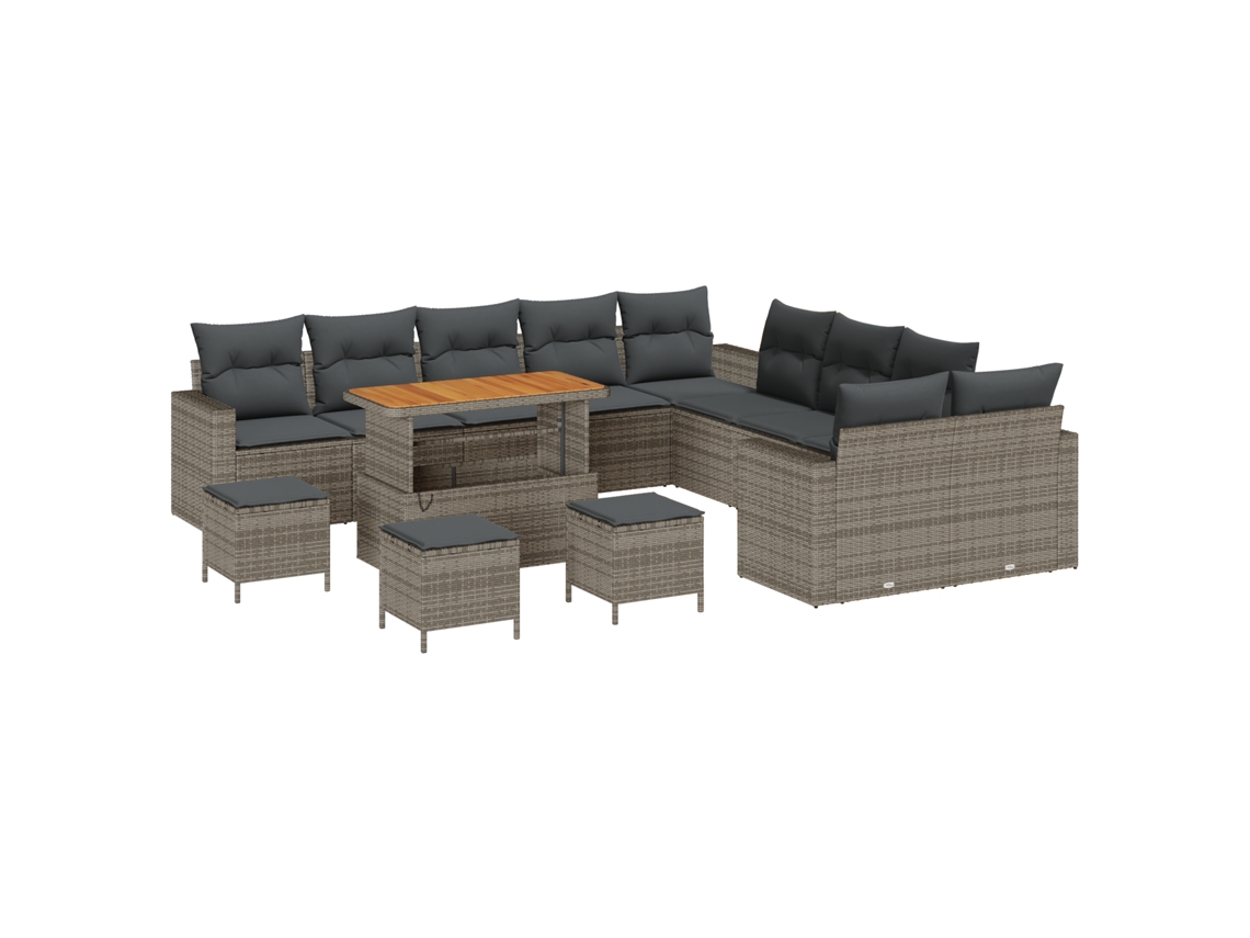Conjunto 14 Móveis De Jardim Vidaxl Cinzento Vime Pe (110 X 55 X 71 Cm)
