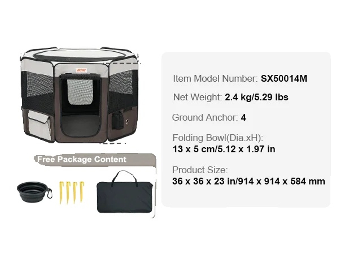 Cercado Portátil Para Cães, Design Dobrável, Tecido À Prova Dágua, Fácil De Limpar, 36inx36in Oem