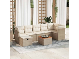 Vidaxl 8 Pcs Conjunto de Sofás P/ Jardim com Almofadões Vime Pe Bege