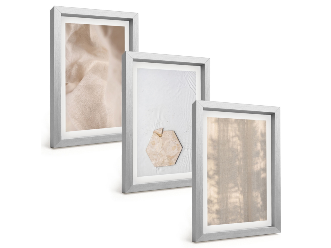 Composição De Quadros Na Paredetexturas Sutis Da Natureza Boho Moldura Prateada Quadros Para A Sala De Estar Espelharte (3 Peças 20x30 Cm)