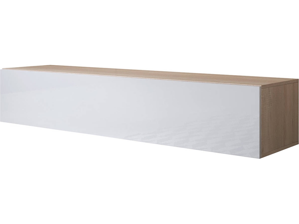 Móvel de TV Luke H2 MÓVEIS BONITOS (Sonoma e Branco - Melamina - 160x40x30 cm)