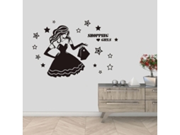 Adesivo de parede decorativo para loja de roupas Fashion Girl Shopping, com estrelas, em vinil, para decoração de casa, quarto, janela ou parede. Removível, 80x55cm.