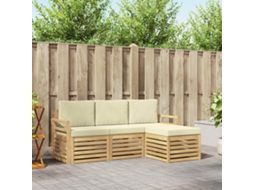 Vidaxl Conjunto De Sofás Para Exterior 4 Pcs Branco E Creme