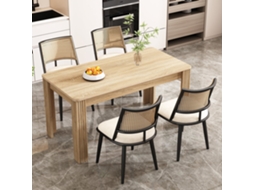 Conjunto 4 Cadeiras Rattan Pretas Pu Metal