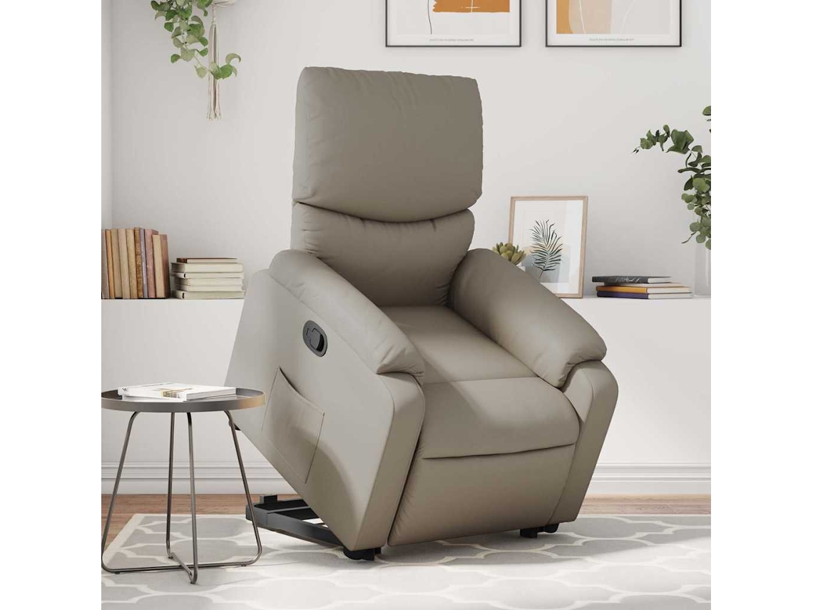 Vidaxl Poltrona Reclinável Elevatória Couro Artificial Cor Cappuccino